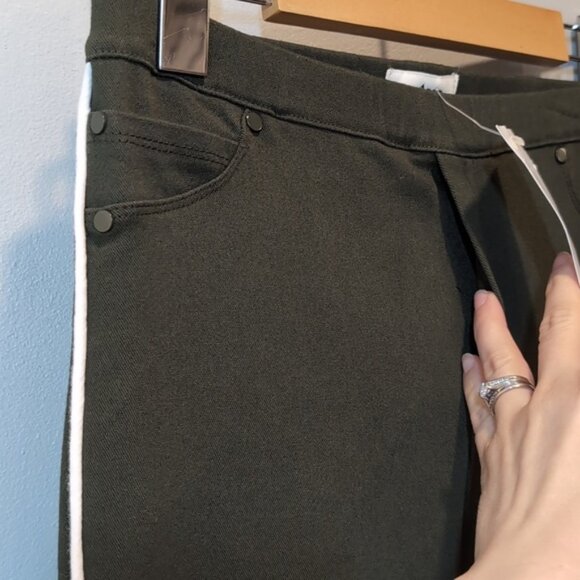 3/$20 NEW Ava Skinny Jeggings Army Olive Piped Trim High Rise Ankle Ripped Jeans - Picture 5 of 11
